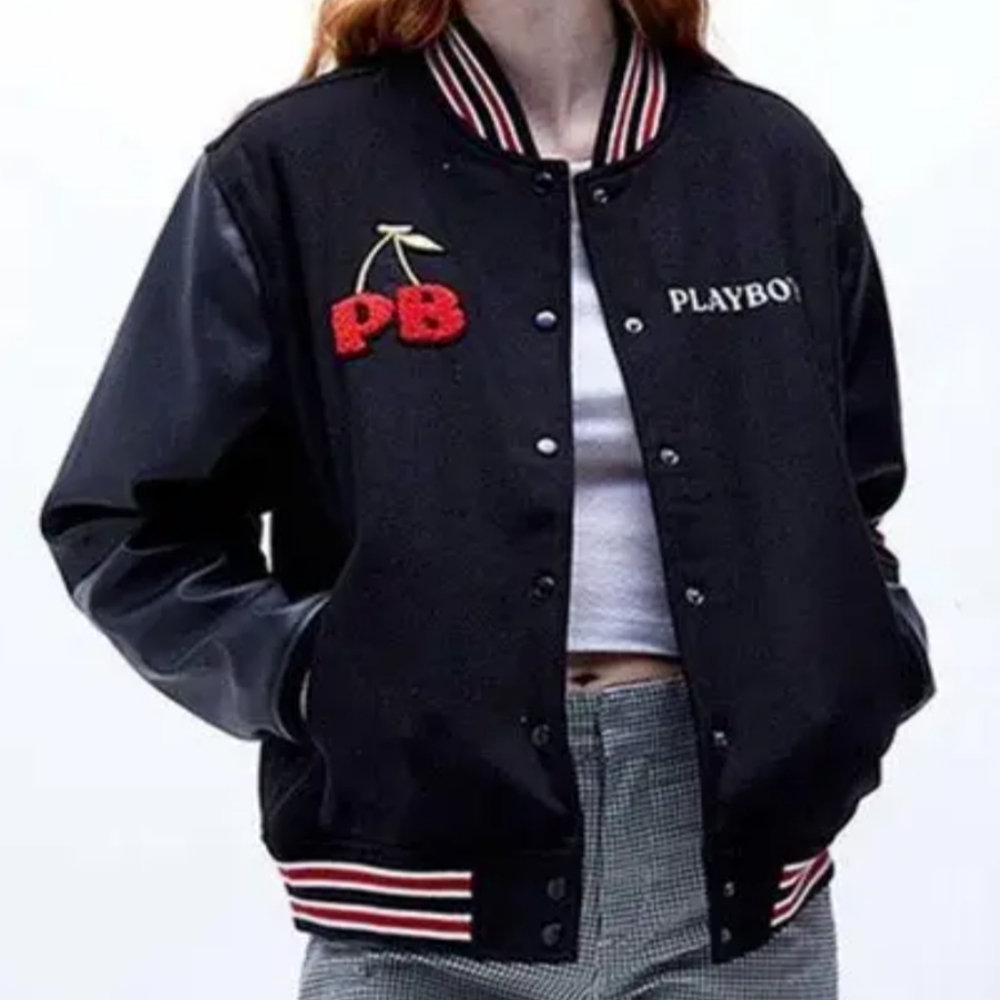 Pacsun Women Varsity Bomber jacket Love club cherry  small excellent condition
